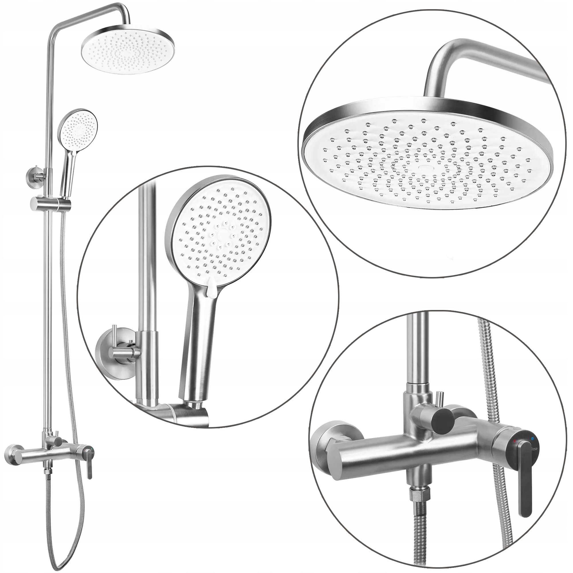 Nástenná sprchová súprava strieborná šedá Rea Ontario štetcová Pvd