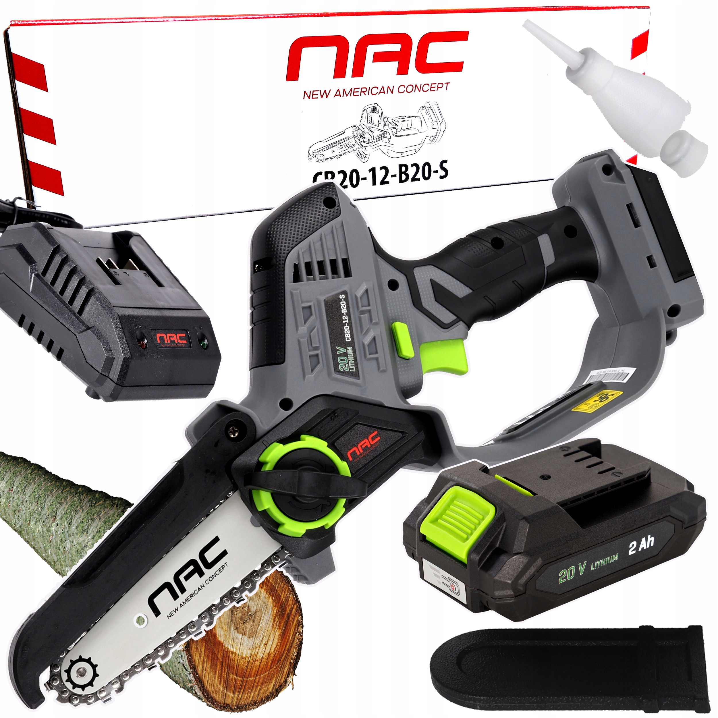 Mini piła łańcuchowa do gałęzi gałęziówka Nac CB20-12-B20-S 20V 2Ah 12cm