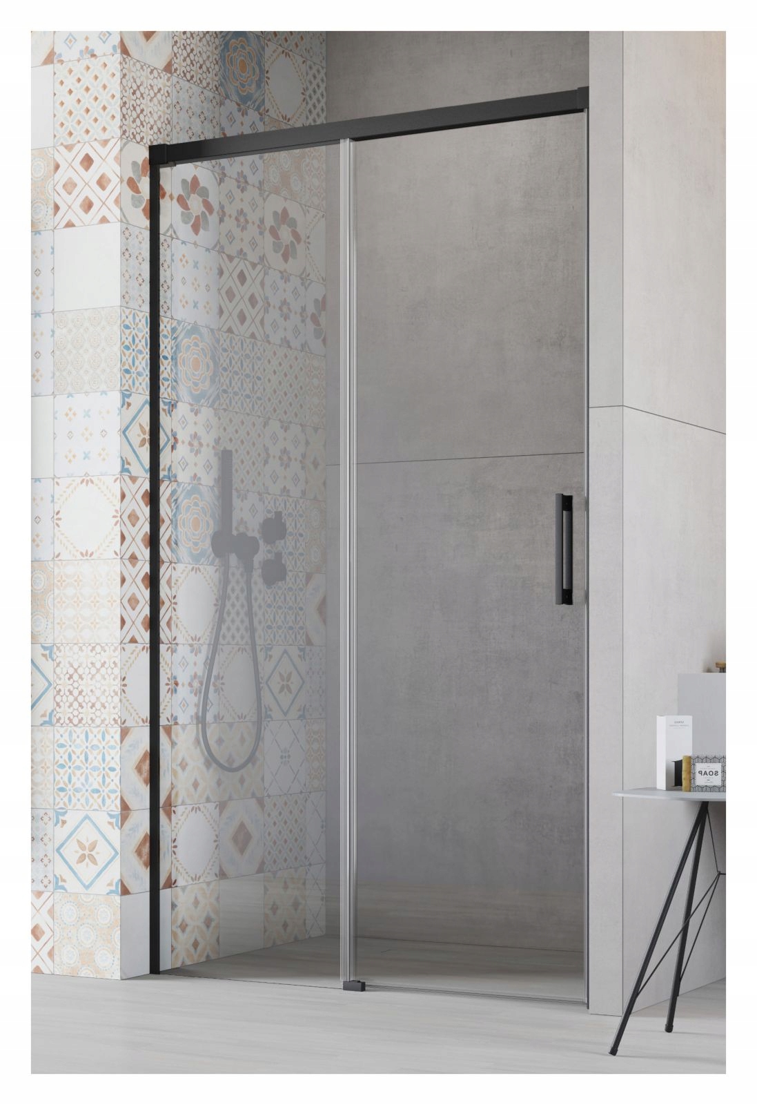 Drzwi wnękowe prysznic Idea Black DWJ 140 L czyste Rodzaj drzwi do wnęki