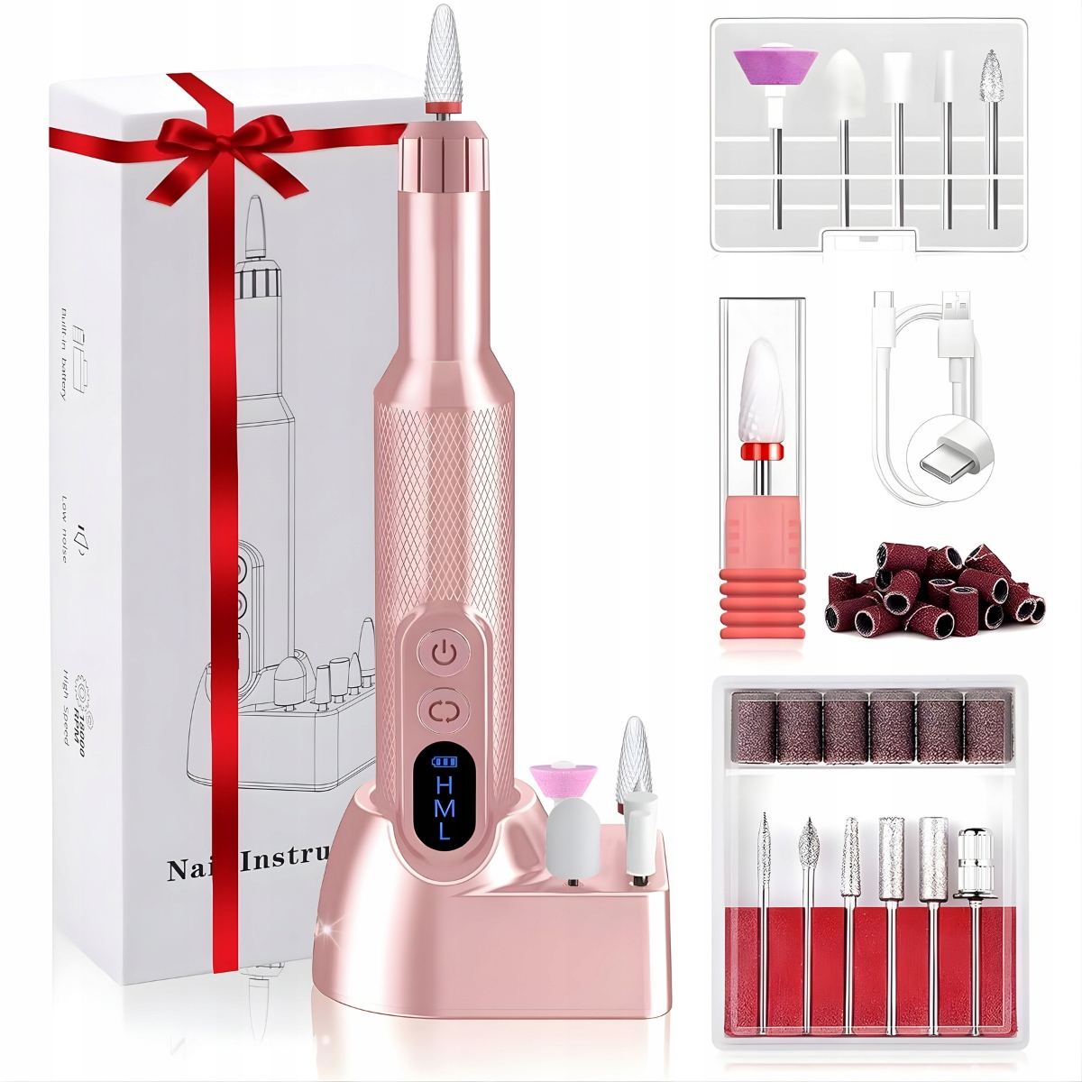 Frezarka Do Paznokci Manicure Pedicure Profesjonalna Bezprzewodowa Zestaw