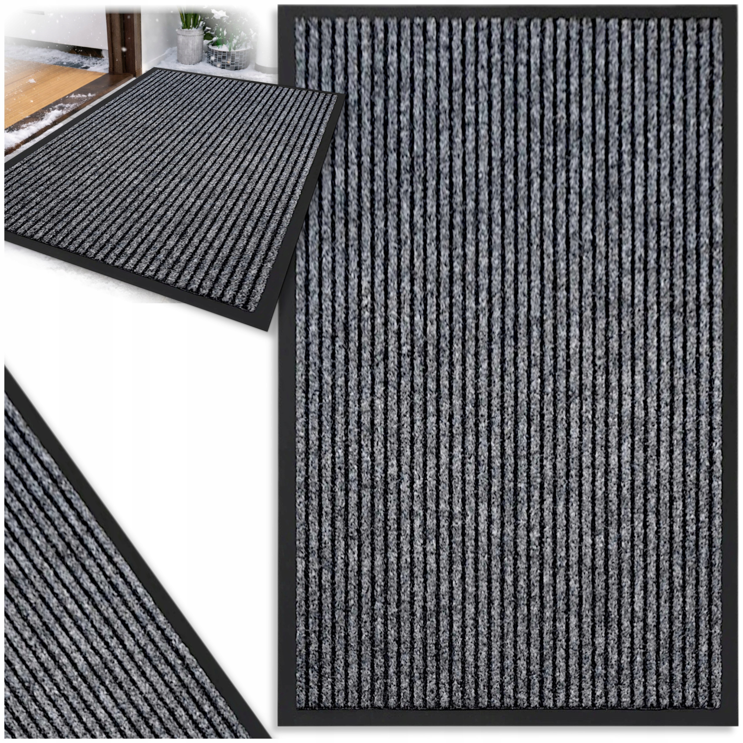 Vnější Stěrač Pod Dveře Velikost 80x120 Gumová Šedá Mata