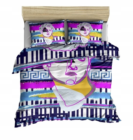 Dvoustranné Povlečení z Mikrovlákna 150 x 200 cm s potiskem Tvář Barevná