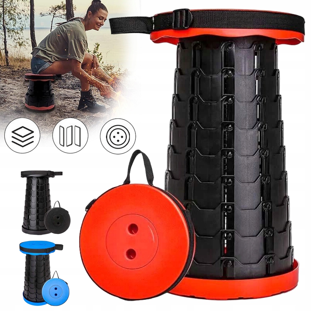 PRZENOŚNY SKŁADANY TABORET, LEKKI TABORET TELESKOPOWY NOŚNOŚĆ 150KG, 7-47CM