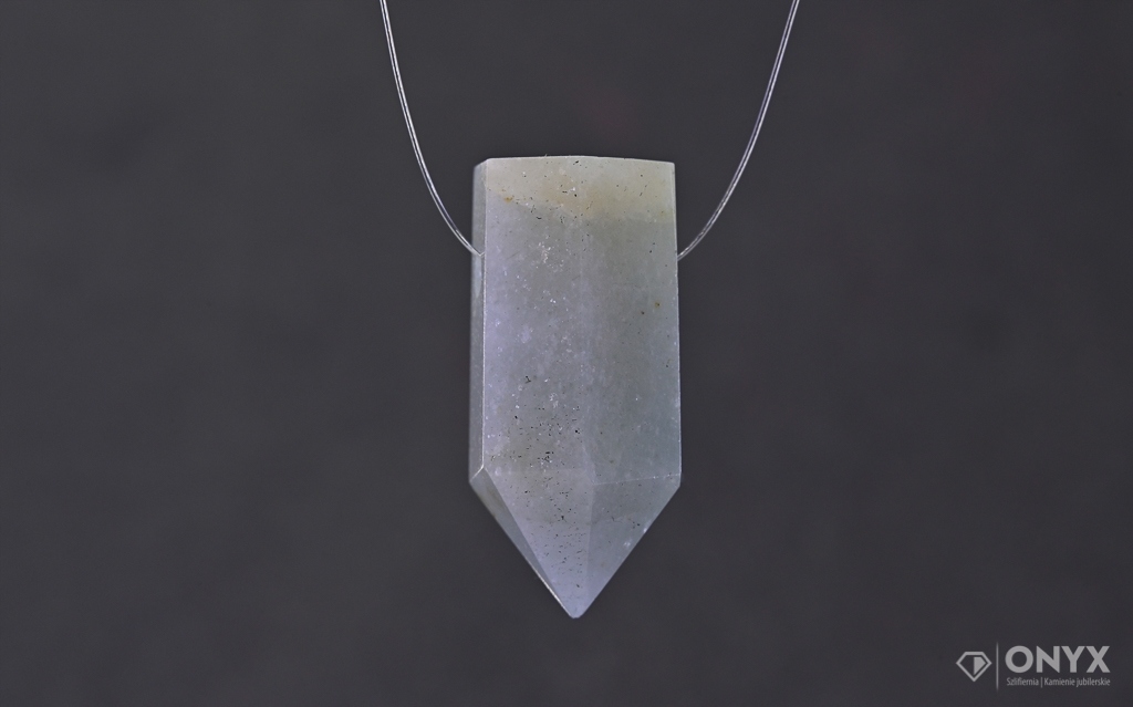 Akvamarín provrtaný fazetovaný křišťál 21x9 mm