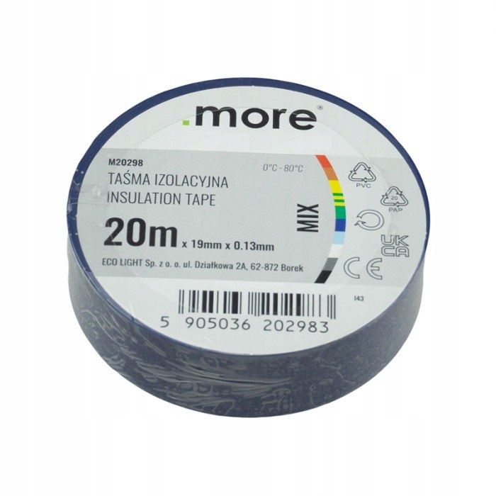 TAŚMA PCV IZOLACYJNA 19MM 20M GRANATOWA MIĘKKA