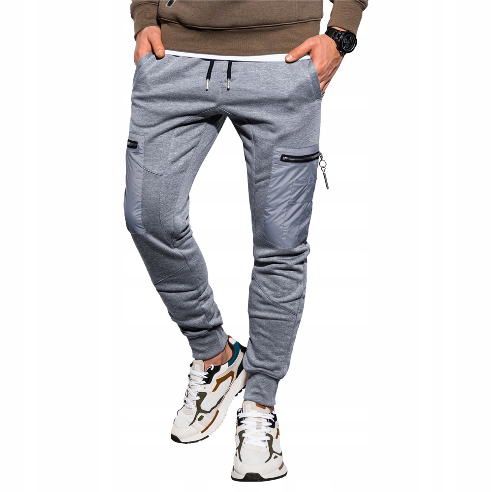 

Spodnie męskie dresowe joggery P917 sz. melanż L