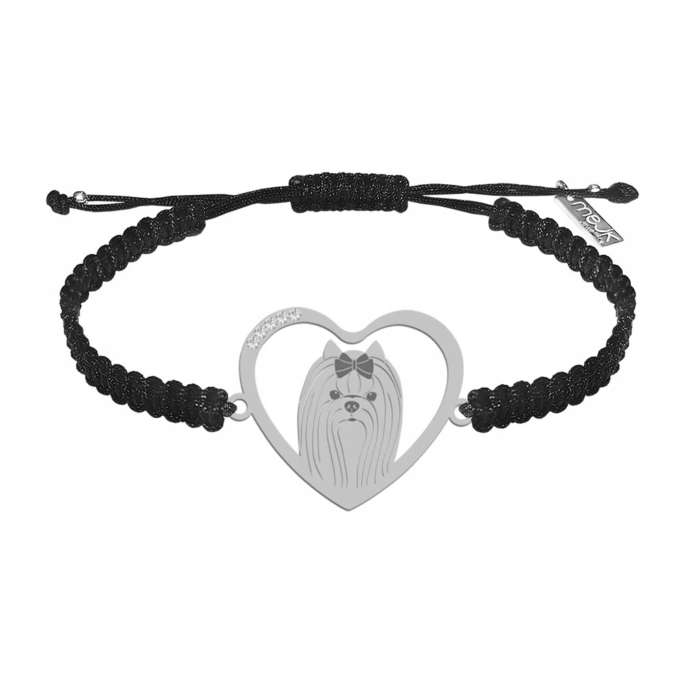 Stříbrný náramek Yorkshire Terrier Šperky 925 Makramé Gravírování Bonus
