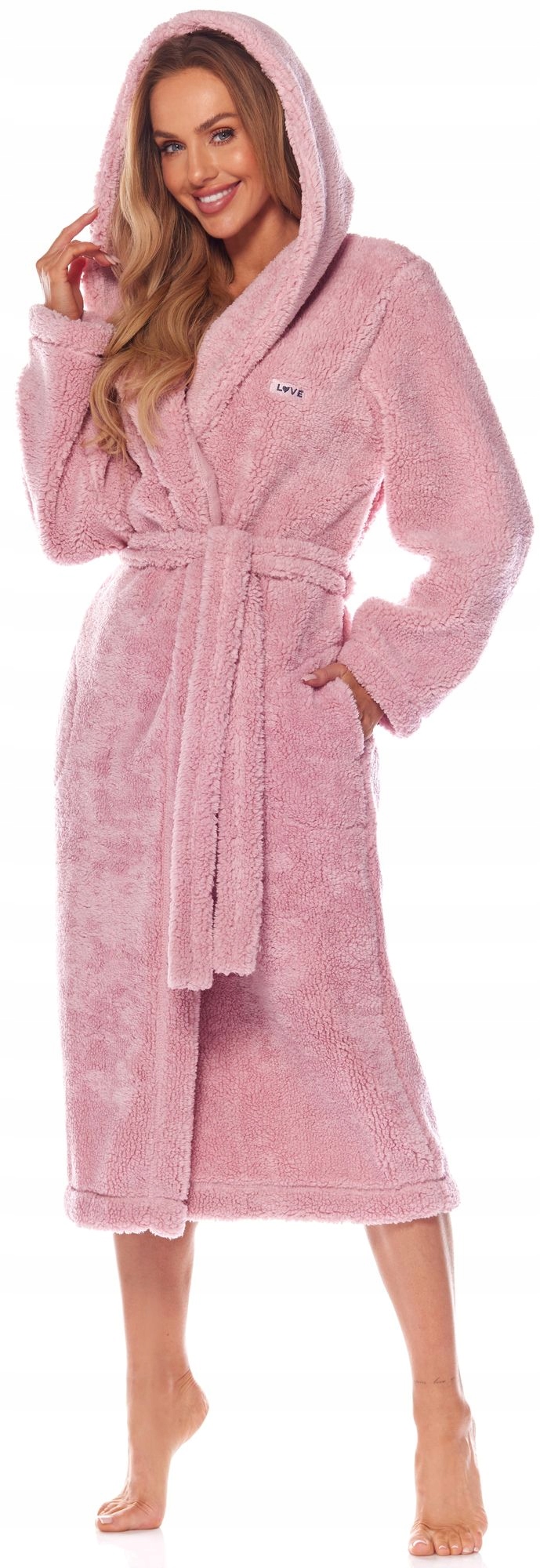 DŁUGI CIEPŁY PUCHOWY DAMSKI SZLAFROK PODOMKA L Rozmiar L