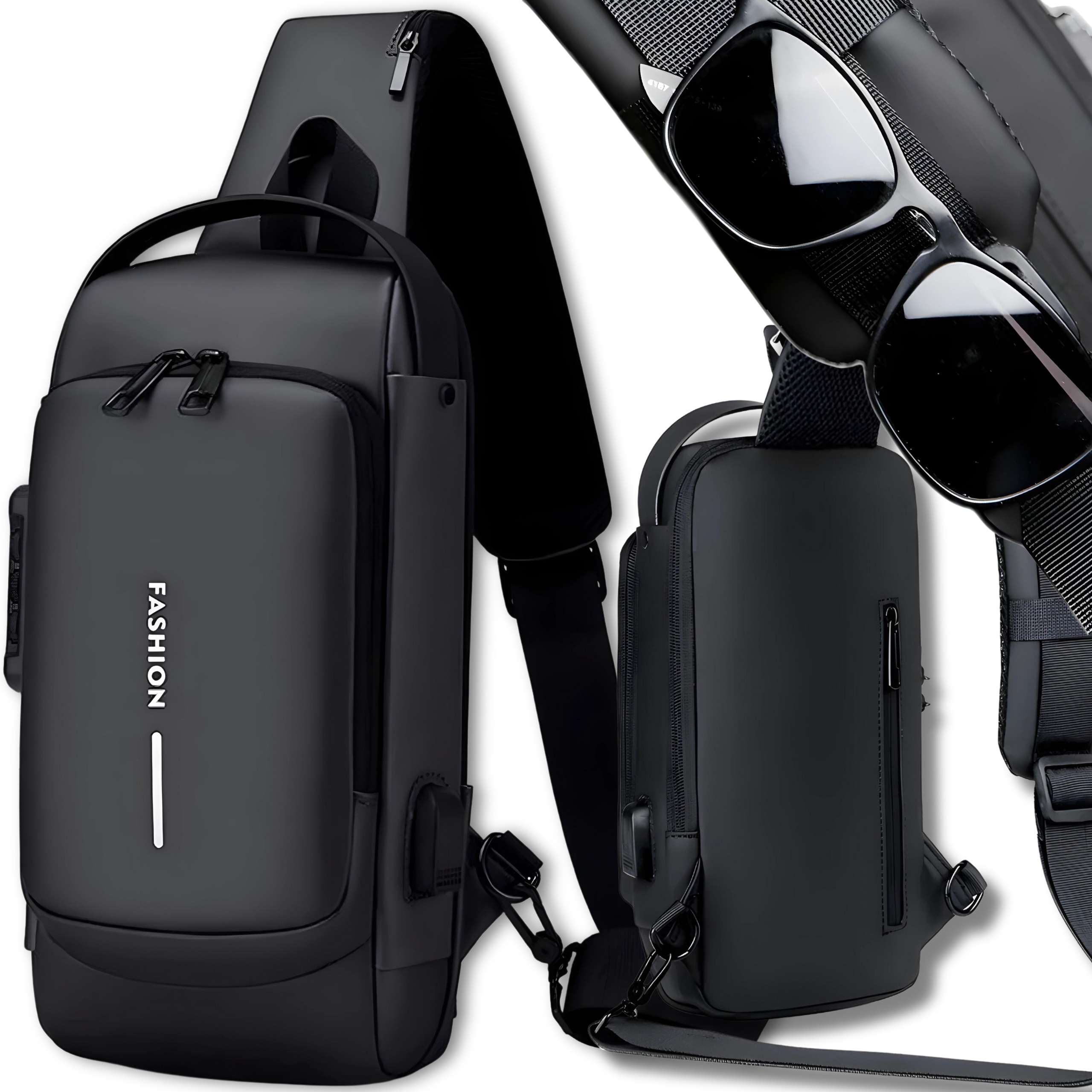 SASZETKA TORBA NA RAMIĘ MĘSKA NERKA PLECAK BOX WYJŚCIE NA USB