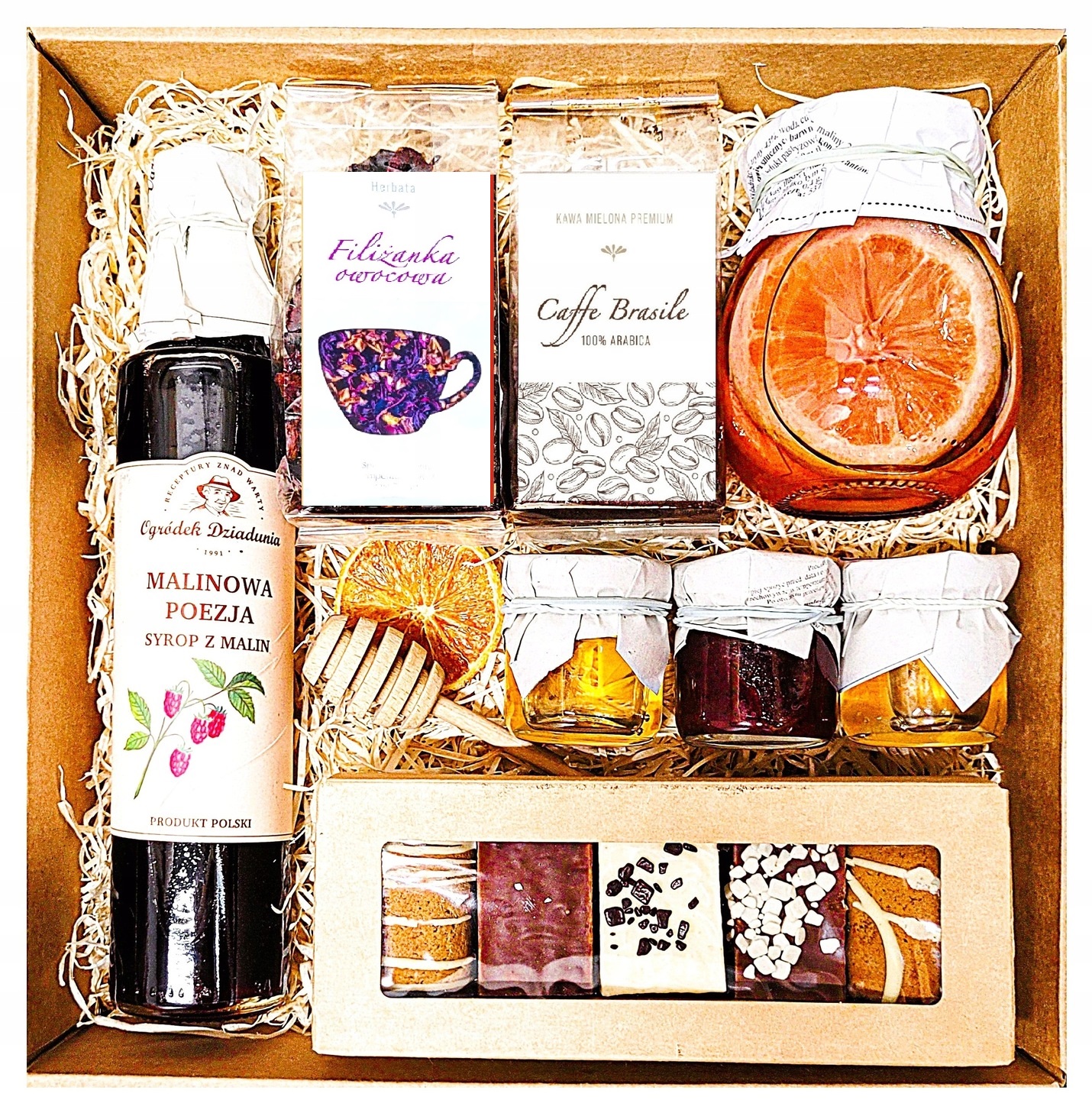 Levně Dárkový Koš Dárek Perníky Med Malinový Sirup Citrony