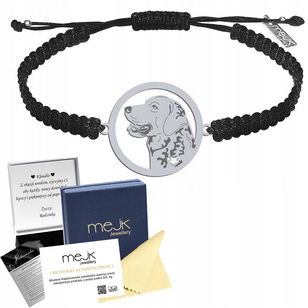 Stříbrný náramek 925 Chesapeake Bay Retriever 925 Makramé Gravírování Bonus