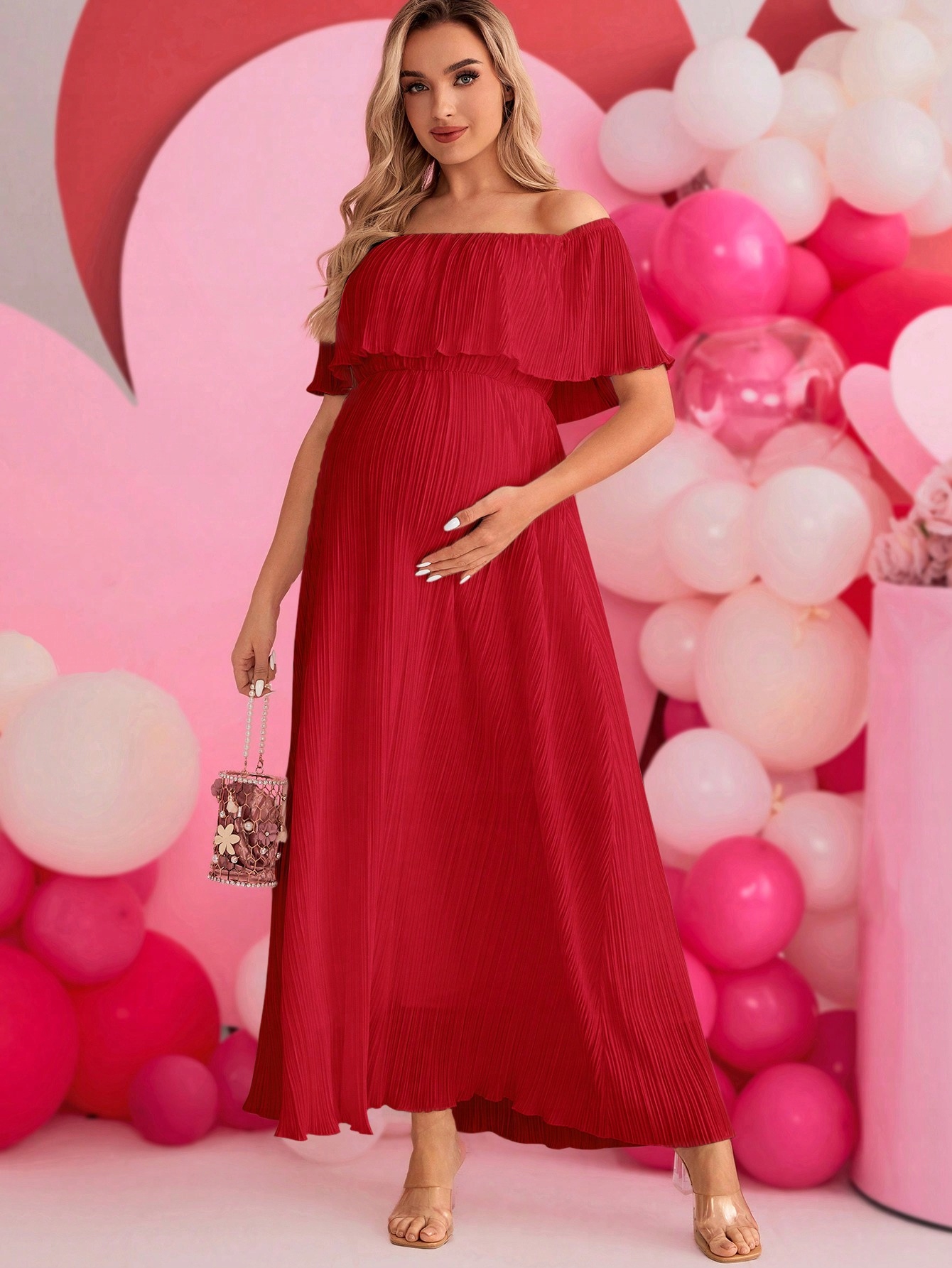 Šaty S Odhalenými Rameny, Červená, Velikost 36