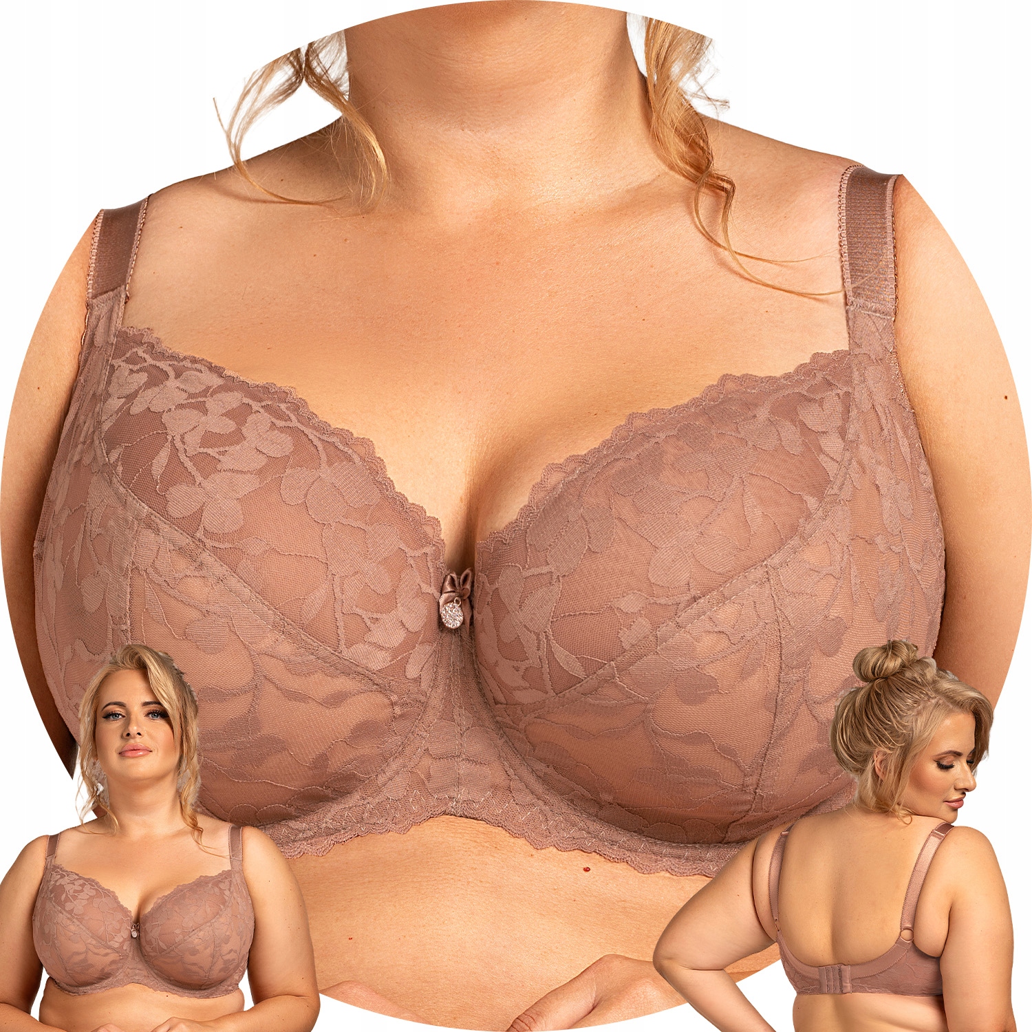 Nessa Ana N500A béžová tyl výšivka Měkká podprsenka 80D Soft