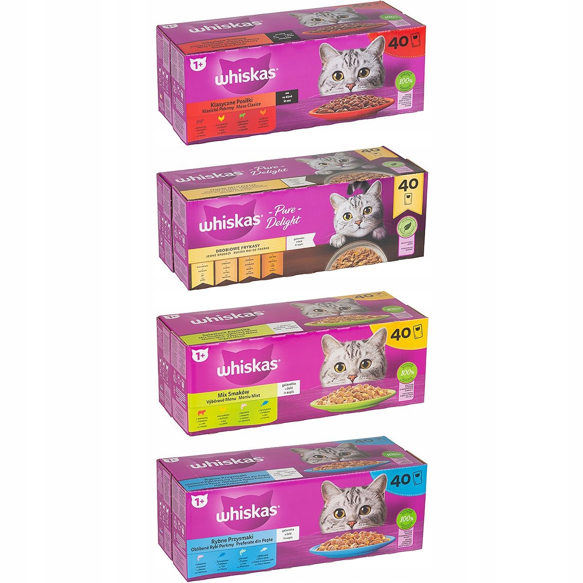 Levně Whiskas 160x85G MIX Chutí Mokré Krmivo Pro Kočky Želé A Omáčce