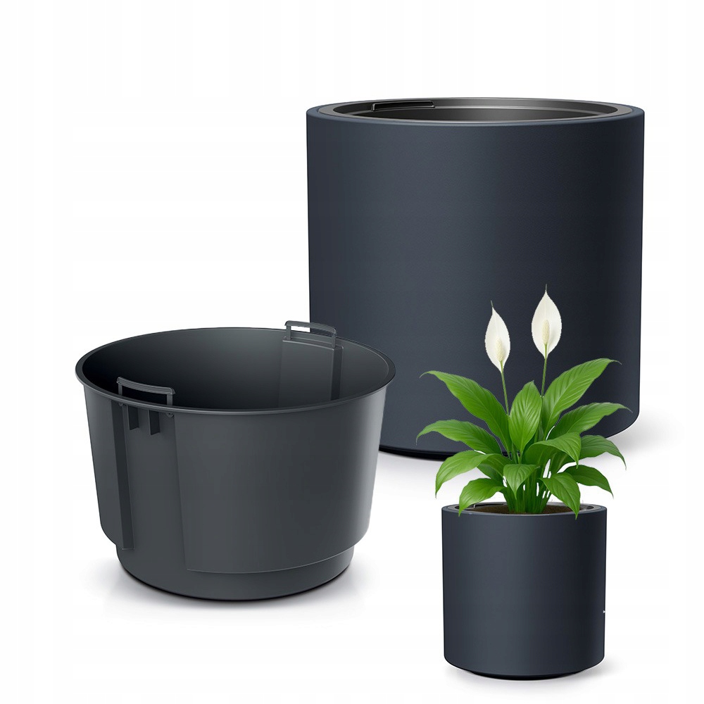 Doniczka donica z wkładem – nowoczesny design antracyt