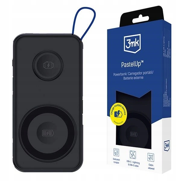 Powerbank 3MK PastelUp 2w1 10000mAh 22.5W MagSafe czarny