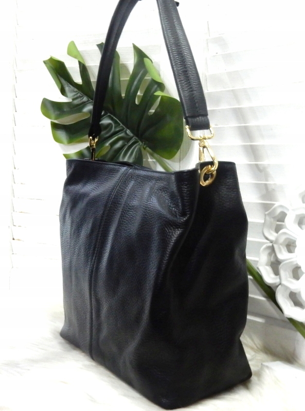 Laura Biaggi torebka skóra naturalna czarny Model worek