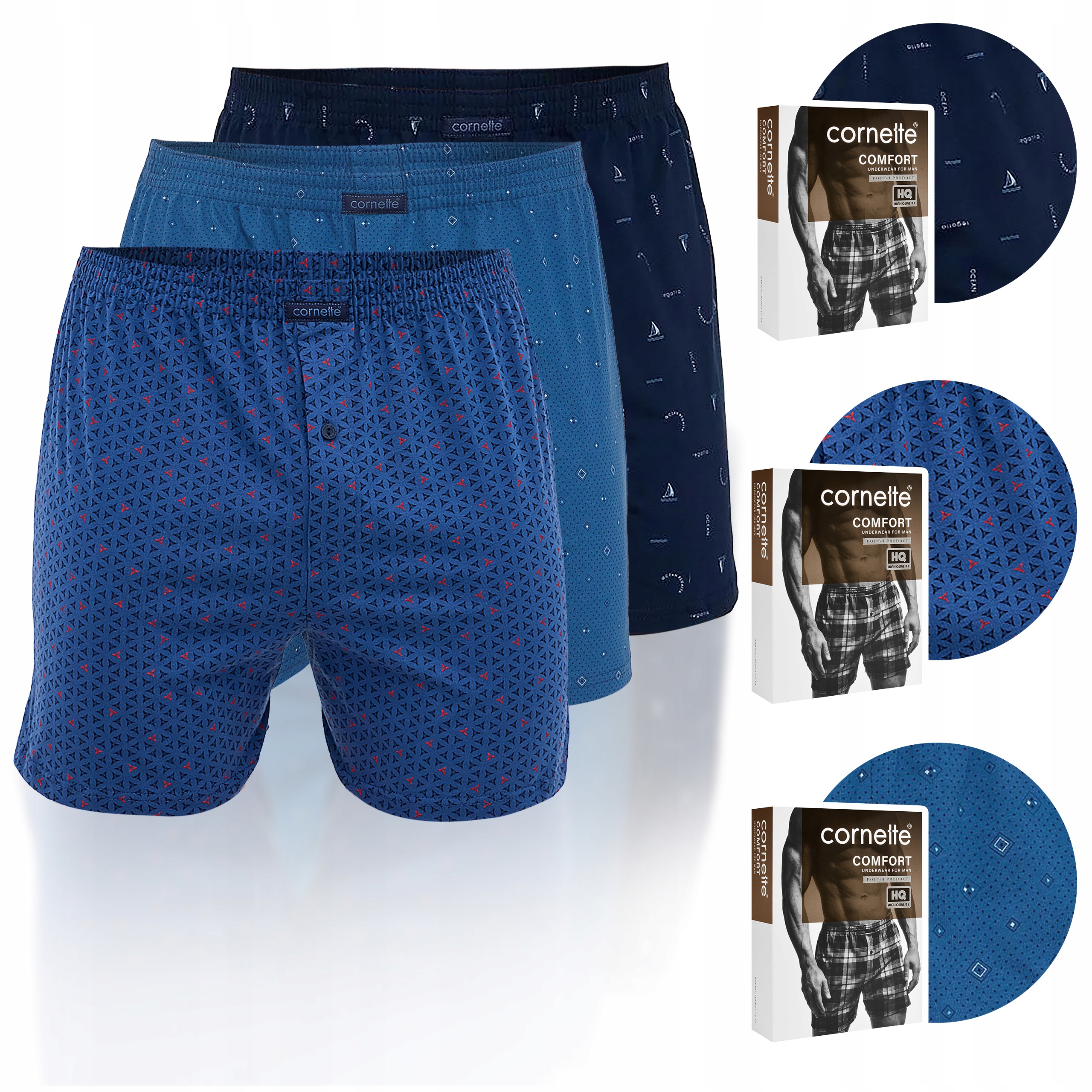 Cornette Volné bavlněné boxerky BM002 Comfort 3 balení XL