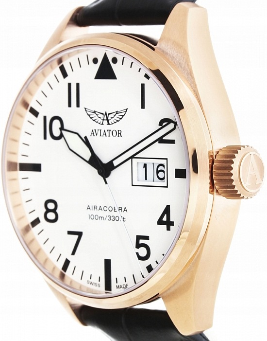 Švýcarské Pánské Hodinky Aviator V.1.22.2.152.4 Airacobra P42 Big Date Box