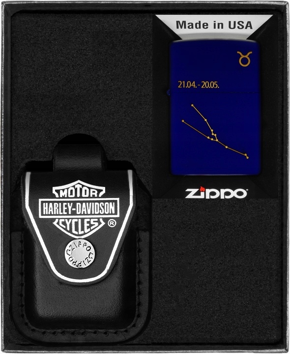 Sada Zippo Zapalovač Zodiac Taurus Design Byk Dárkový No6