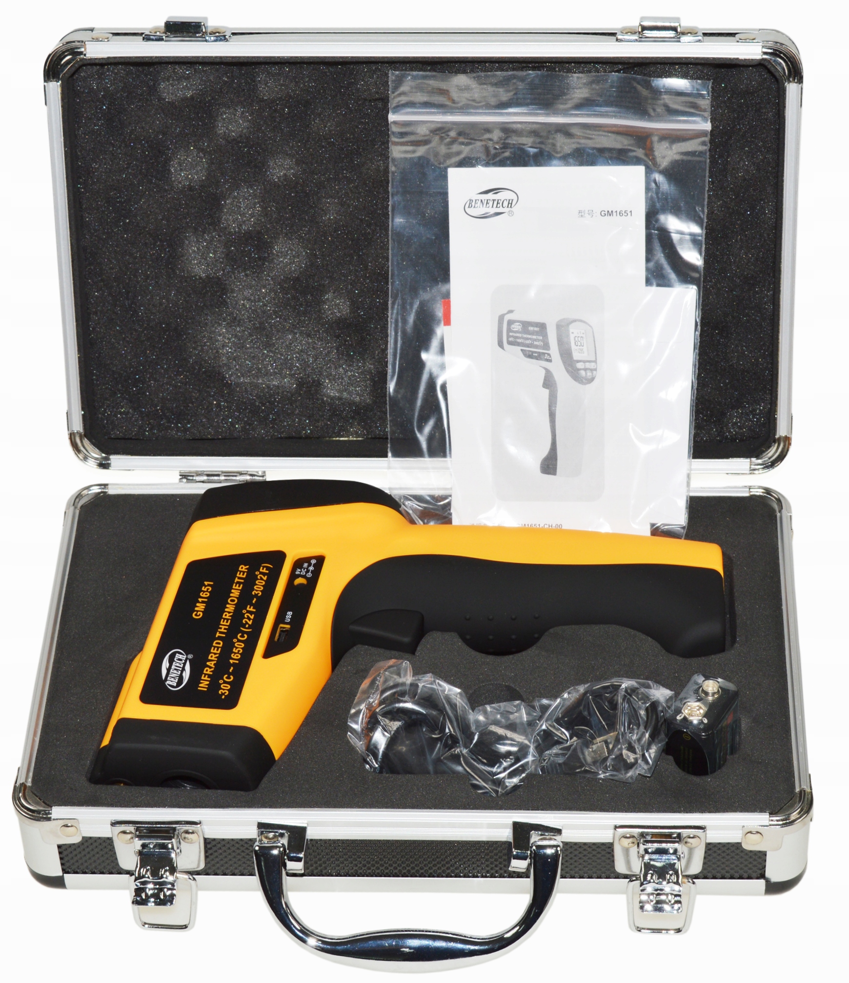 PIROMETR TERMOMETR LASEROWY BEZDOTYKOWY EMISYJNOŚĆ PODCZERWIEŃ -30+1650°USB Model GM1651