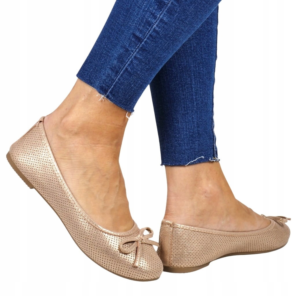 RÓŻOWE DZIURKOWANE LEKKIE DAMSKIE BALERINY PŁASKIE WYGODNE PRZEWIEWNE MODNE