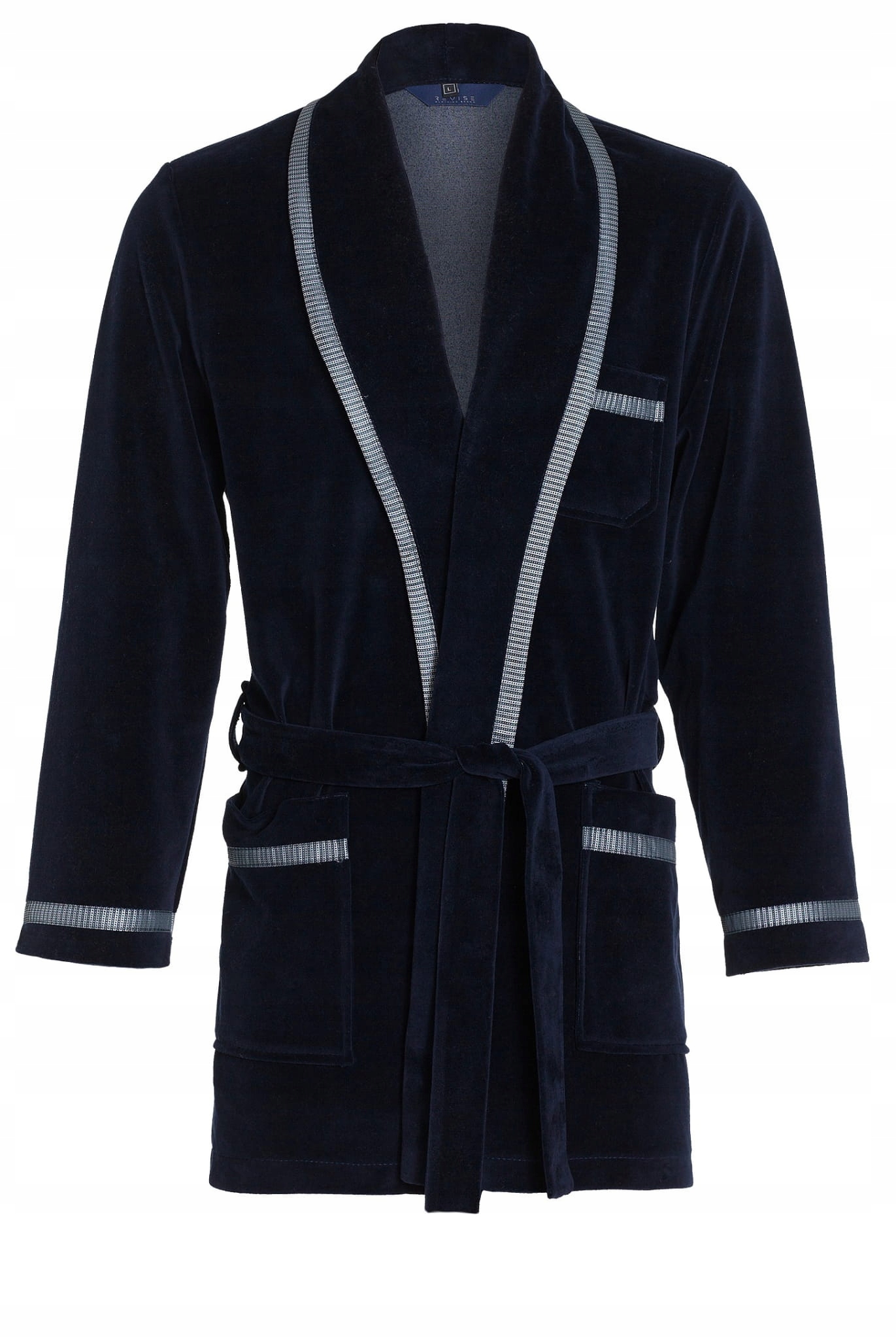 Pánská bonžurka krátký velurový župan RE-117, tmavě modrá 4XL