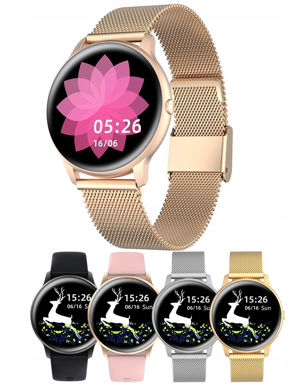 

Smartwatch pulsoksymetr Gino Rossi - Róż/złoto