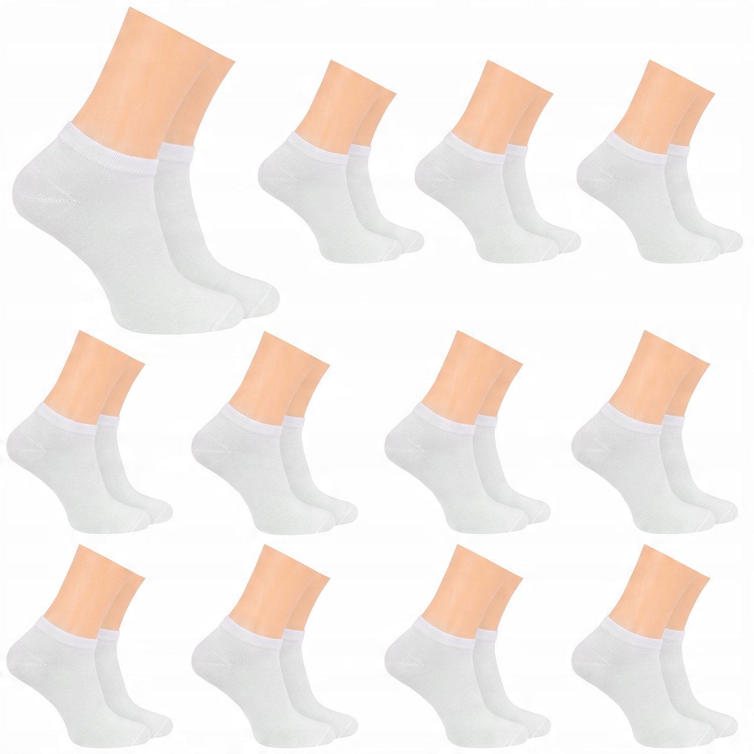 

12x Stopki Skarpetki Damskie Bawełna Białe 39-41