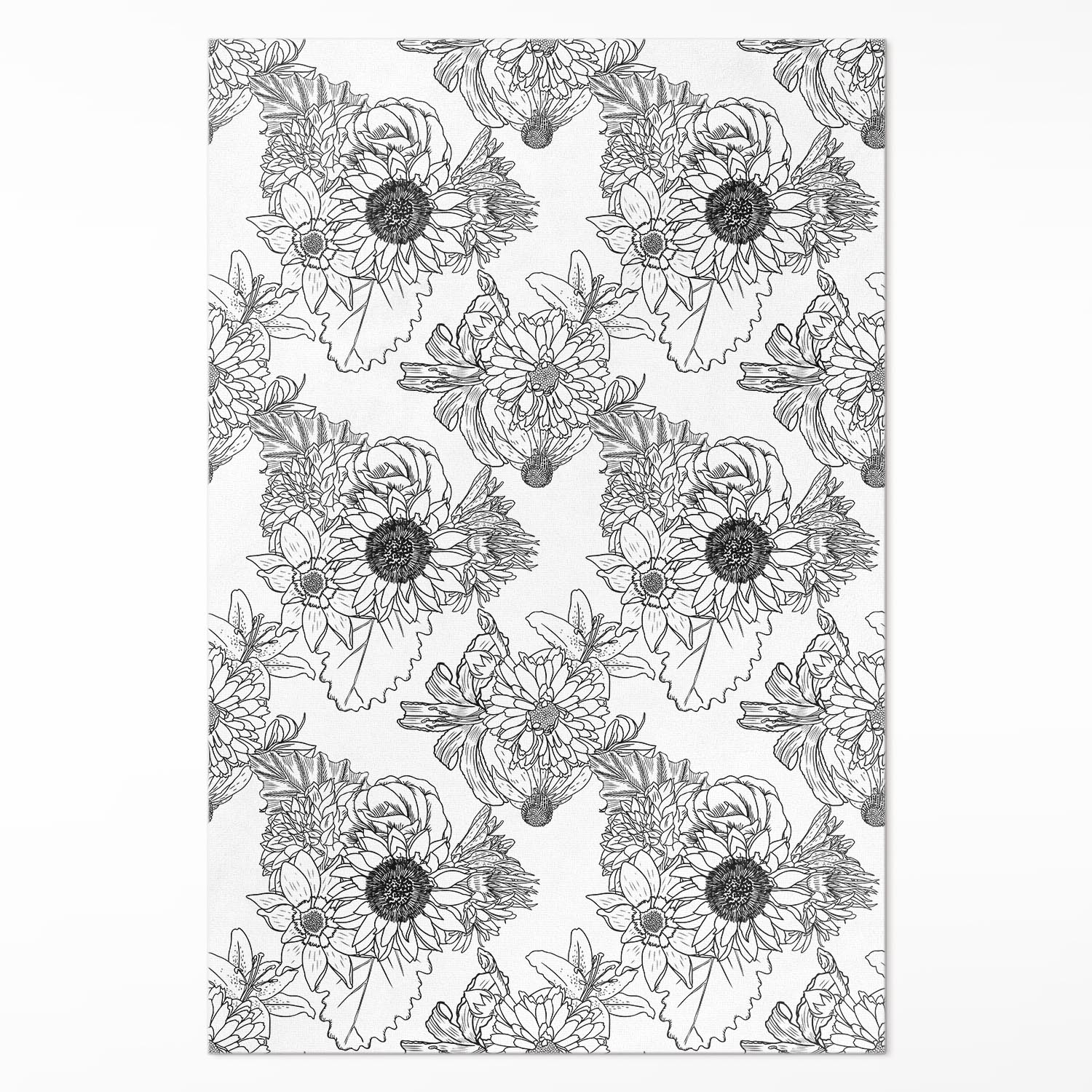 Koberec Vinyl do kancelárie Kreslené slnečnice krásne vintage kvety 120x180 cm