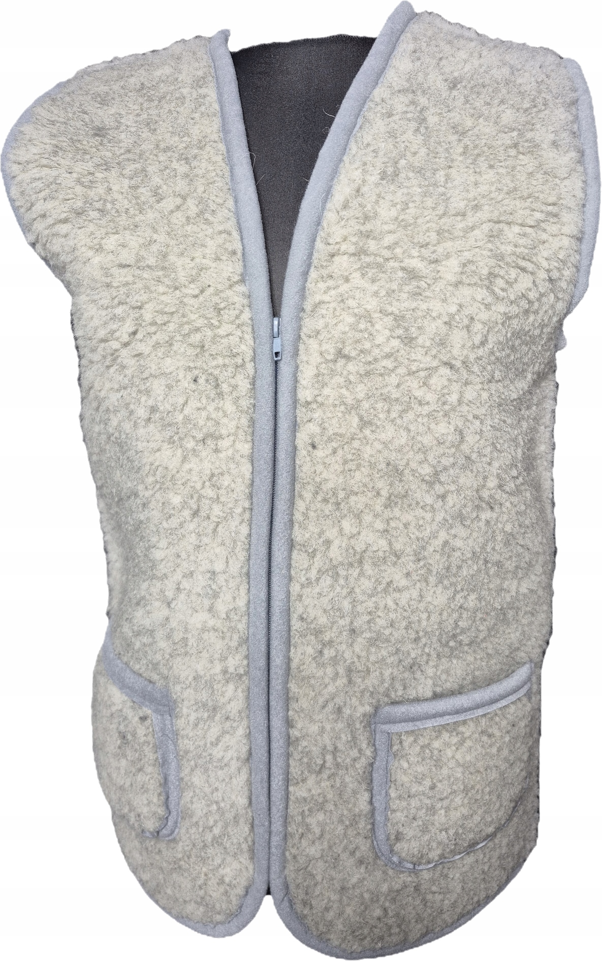 Pánská vlněná vesta 100% přírodní ovčí vlna šedá teplá XL