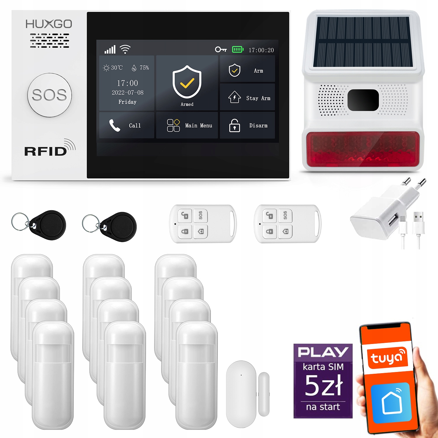 Bezdrôtový alarm Gsm WiFi, Sms, Tuya, alarmová sada Huxgo HXA007