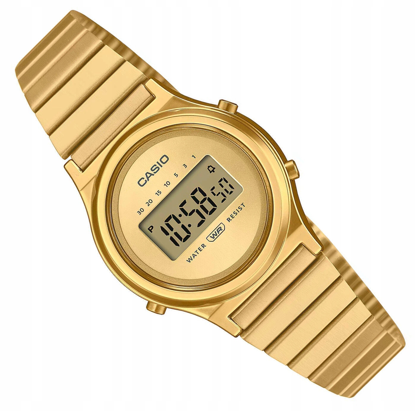 Malé Dámské Kulatý Zlaté Hodinky Casio Retro LA700WEG-9AEF Stopkový Časovač
