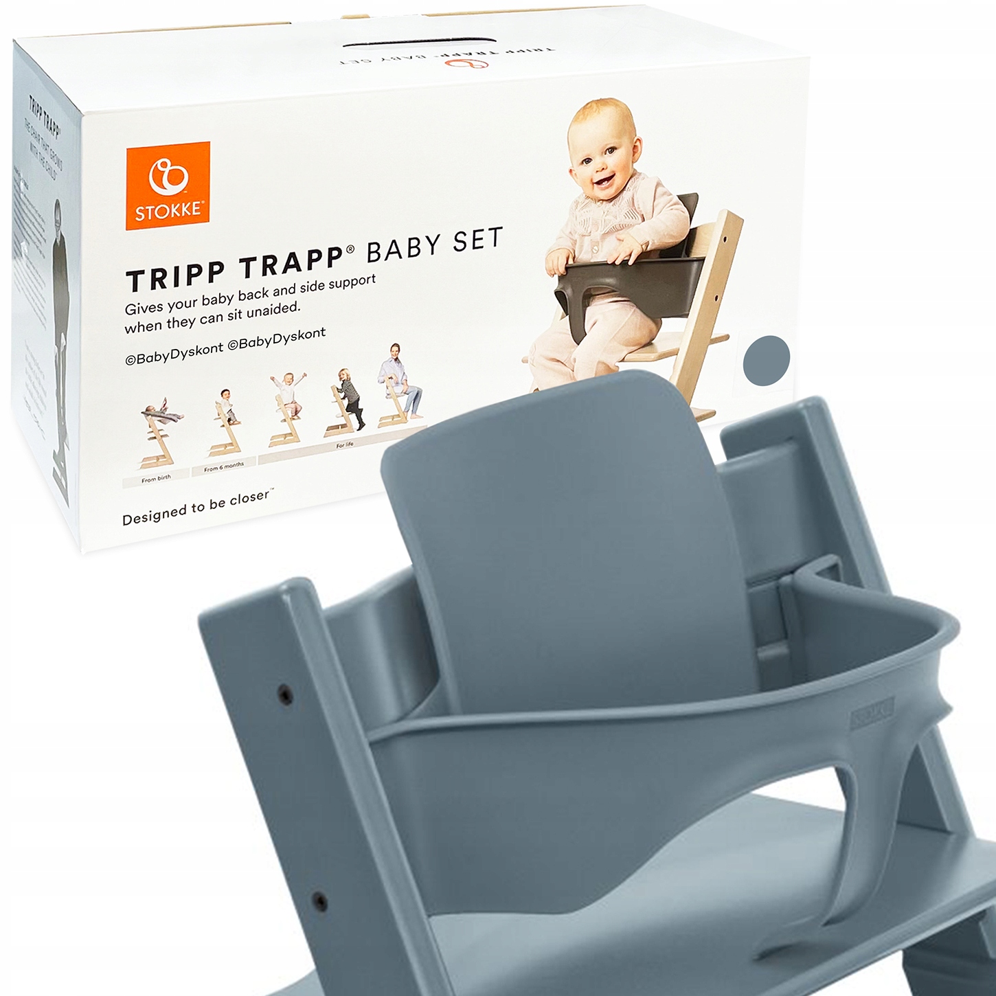 Stokke krzesełko Tripp Trapp z zestawem niemowlęcym Baby Set Fjord Blue i t Szerokość produktu 46 cm