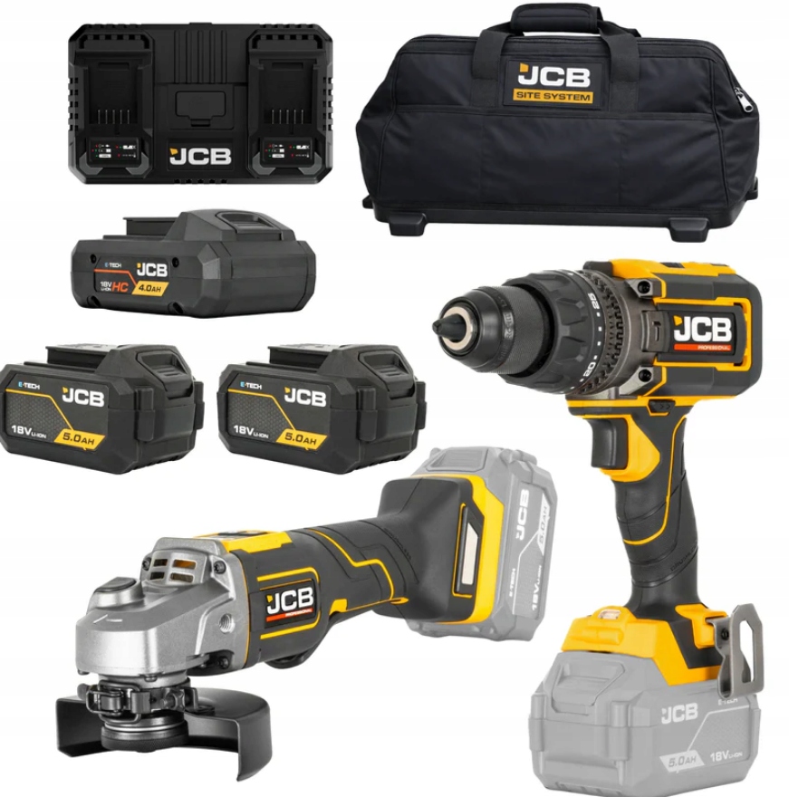 Set Aku Vrtačka 160 nm Bruska 125 MM Baterie 4,0 Ah 2 x 5,0 Ah