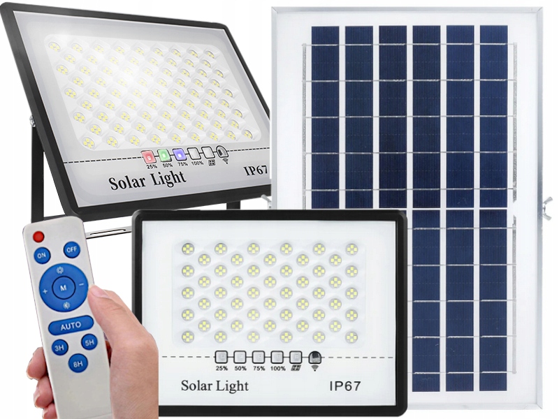 Solární Led reflektor 100W IP67 pro garážovou zahradu