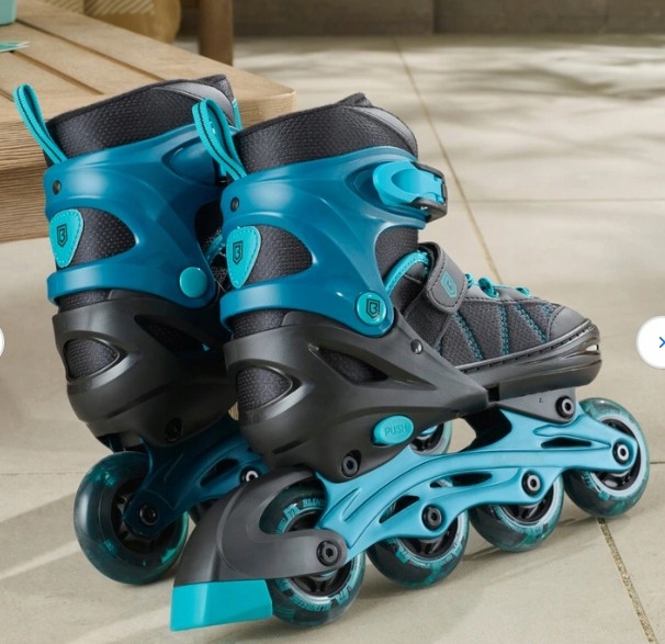 Rolki Regulowane Black/Mint 34-37 Kółko Led