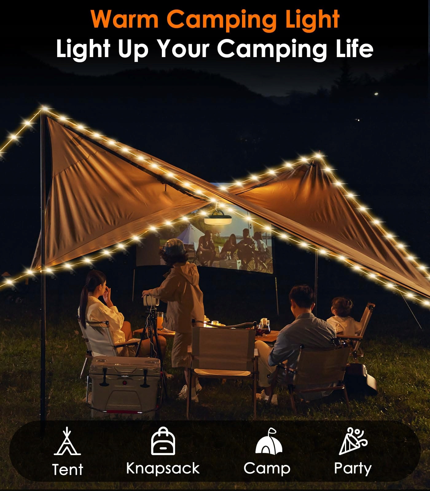 MoKo Lampa LED Campingowa 10M Wodoodporna Z 8 Trybami Oświetlenia — miniatura 9