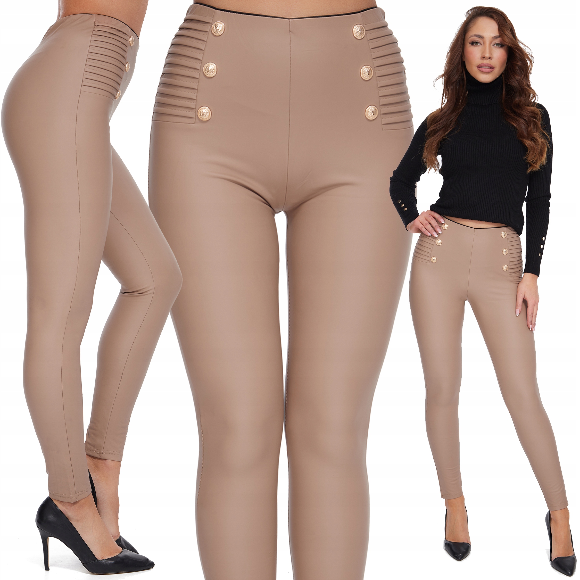 

474_ L/40 _Spodnie ,legginsy Eko Skóra woskowane