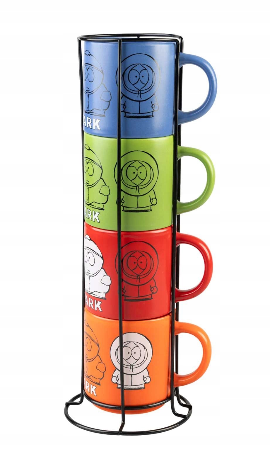 South Park Keramické hrnky 300 ml 4 kusy Kovový stojan Nový