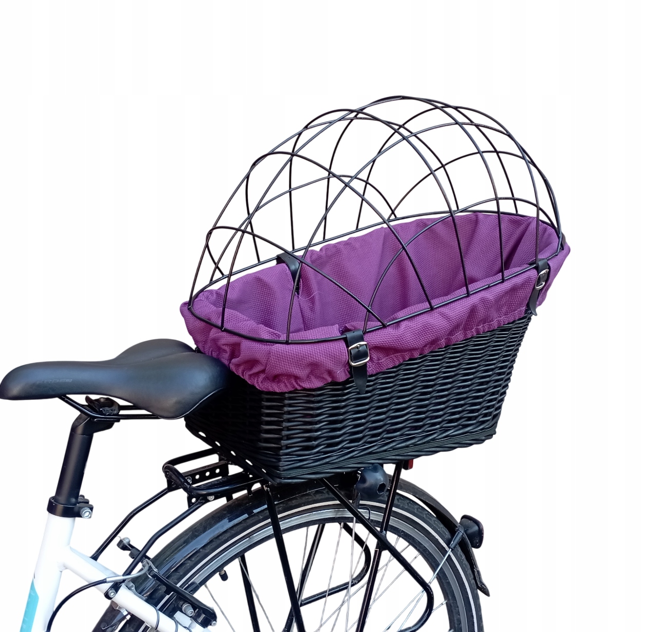 Kosz wiklinowy na rower z wkładem i poduszką Koszyk na Bagażnik dla Psa