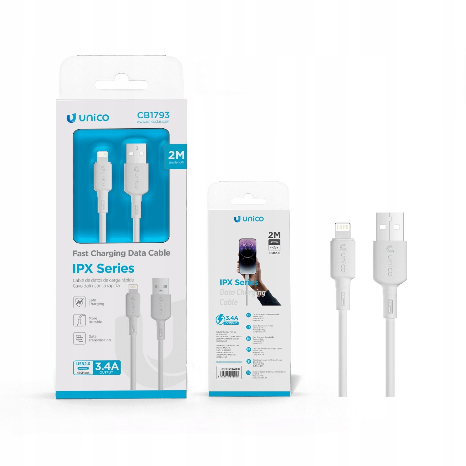 Kabel USB - Apple Lightning 3.4A Kabel do iPhone 2M
