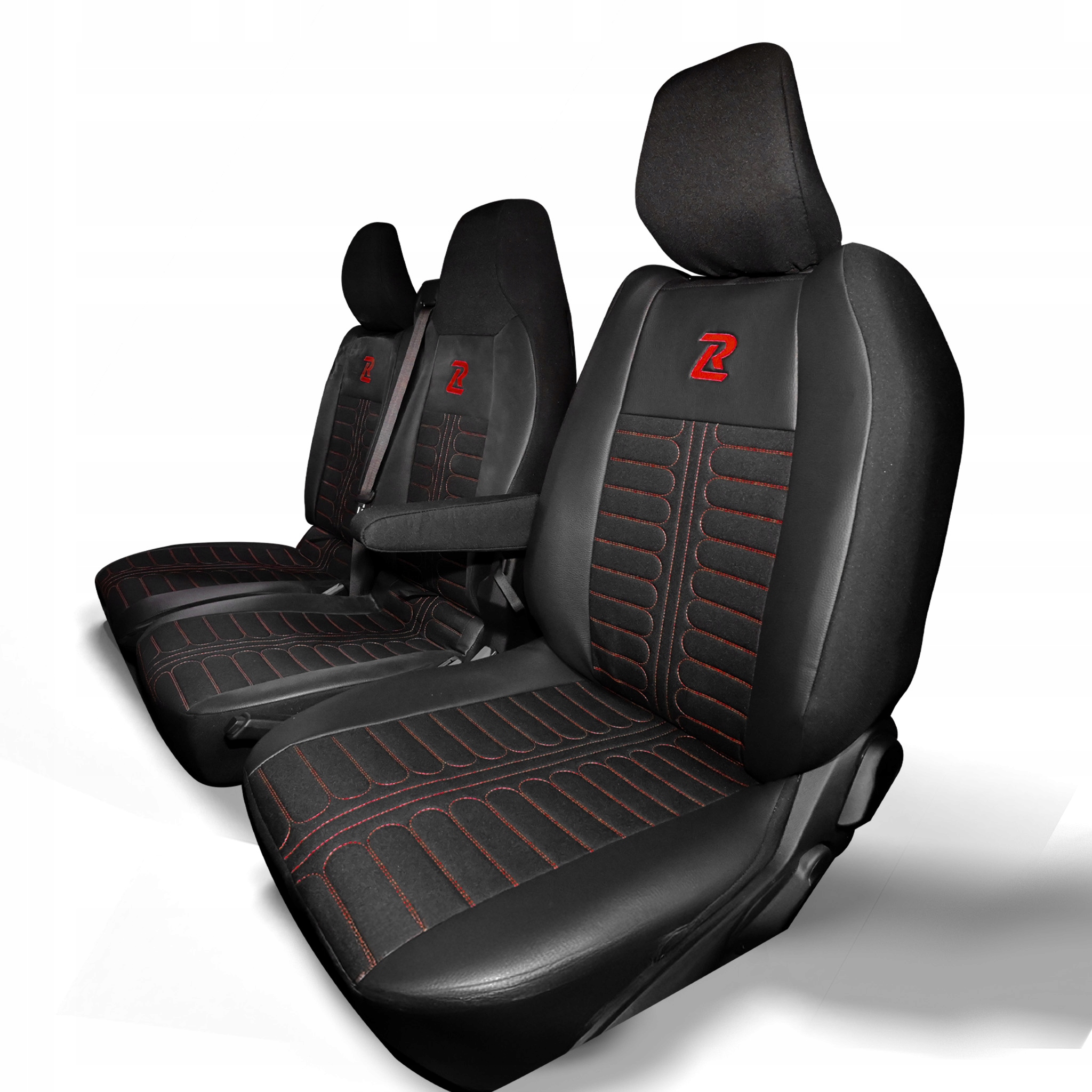 Pokrowce na fotele do Renault Master4 od 2024 materiałowe skórzane czerwone