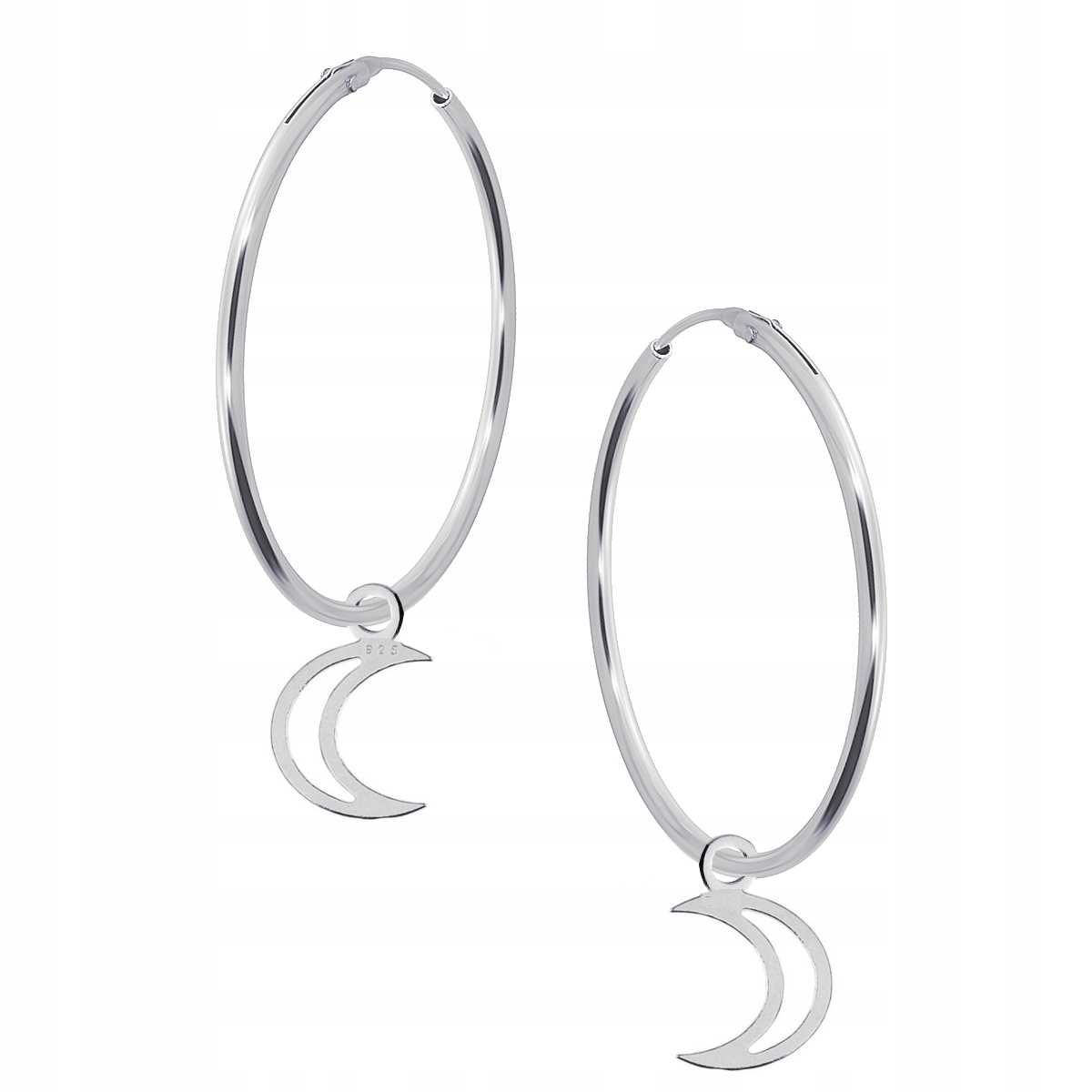 

Kolczyki Duże Koła Ażurowy Księżyc srebro 925