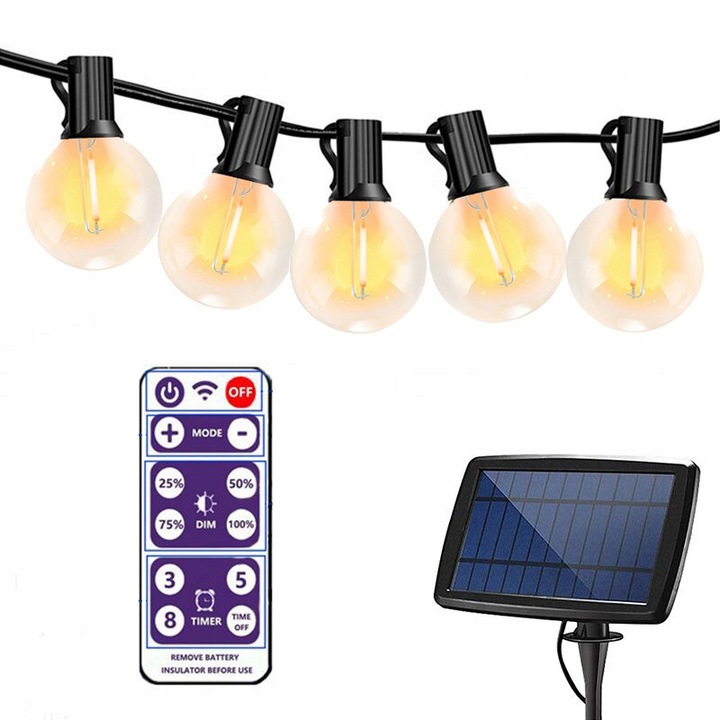 7.6M WISZĄCE GIRLANDA LAMPKI SOLARNA OGRODOWE TARAS 25+2 ŻARÓWKI+ PILOTA Kod producenta GIRLANDA 60LED