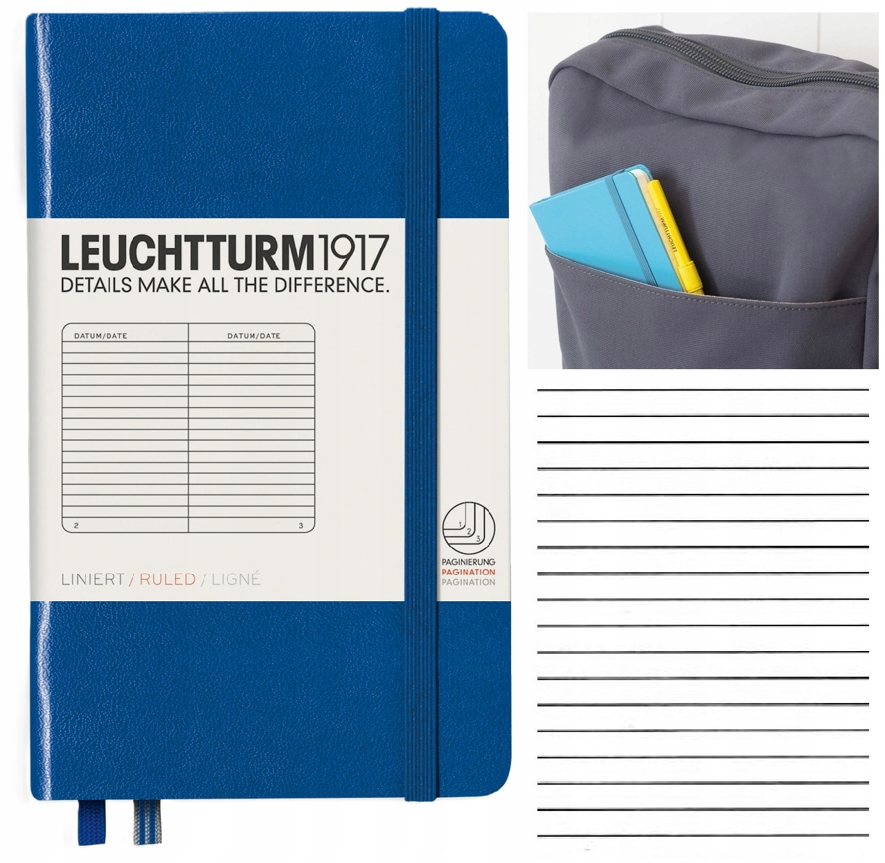 LEUCHTTURM1917 Notatnik Notes A6 Linia twardy brulion w linię Błękit Królew