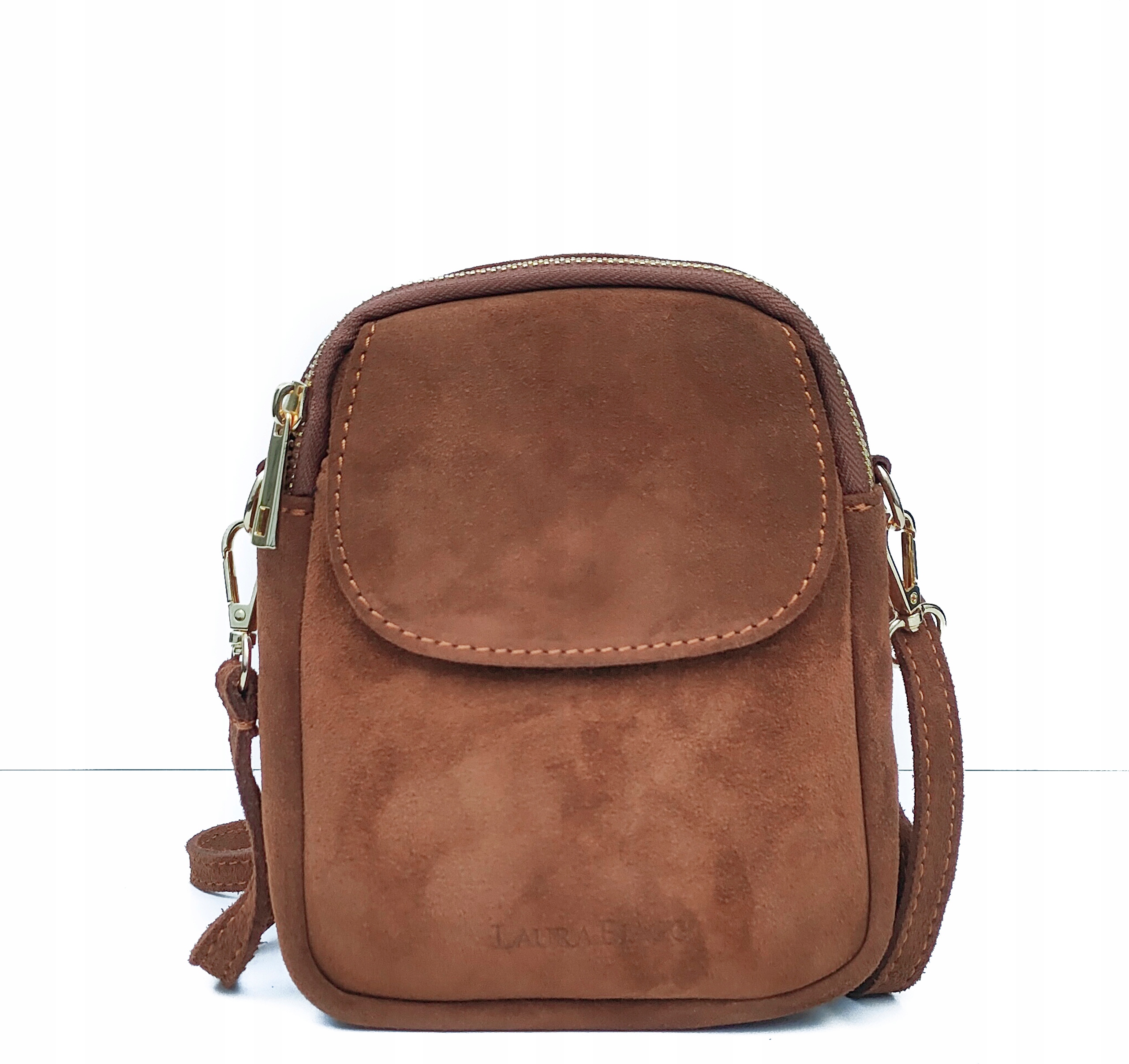 Listonoszka zamszowa rowerówka brązowa cynamonowa