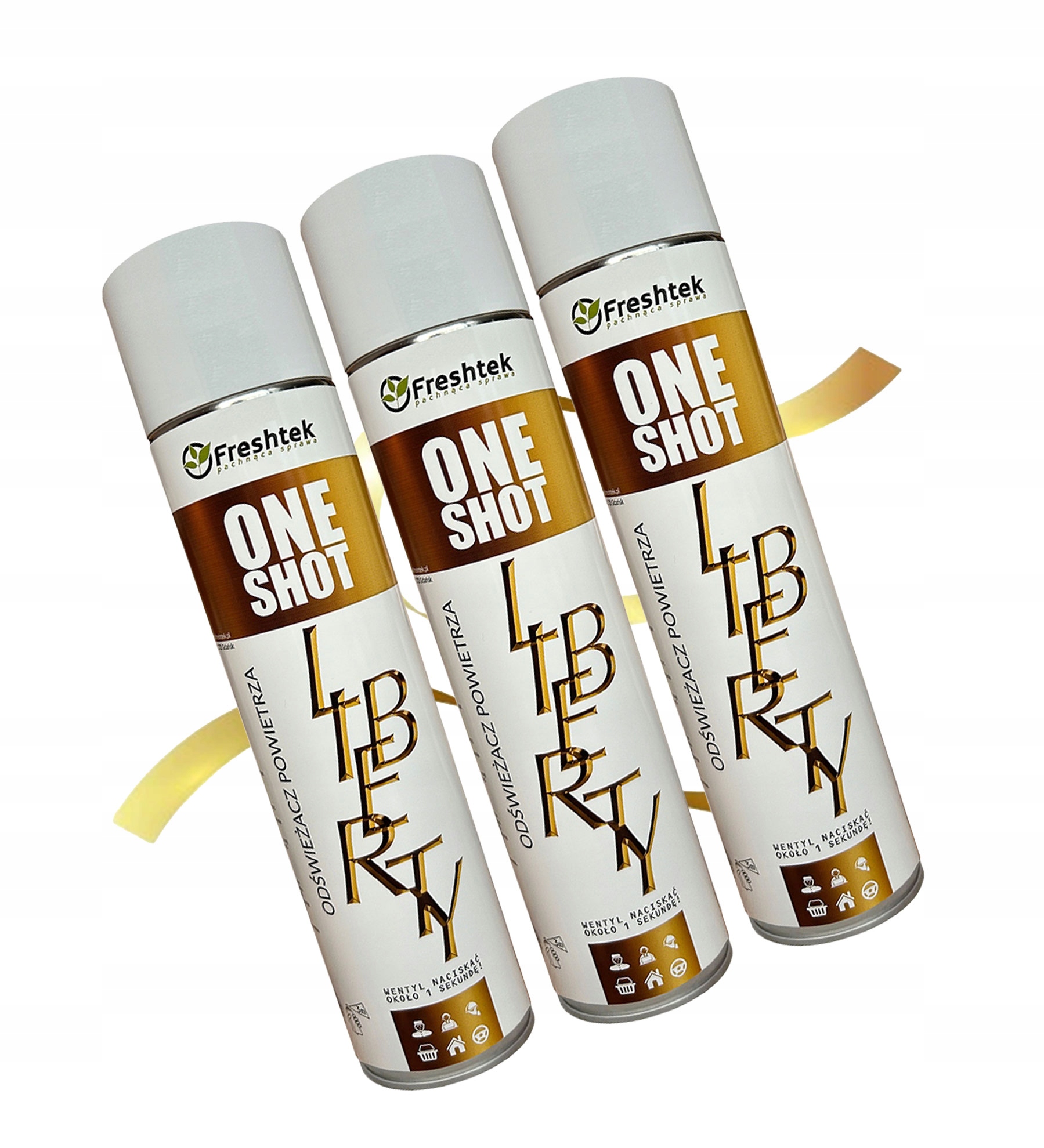 Levně Freshtek One Shot Liberty 600 ml osvěžovač vzduchu neutralizátor 3 ks