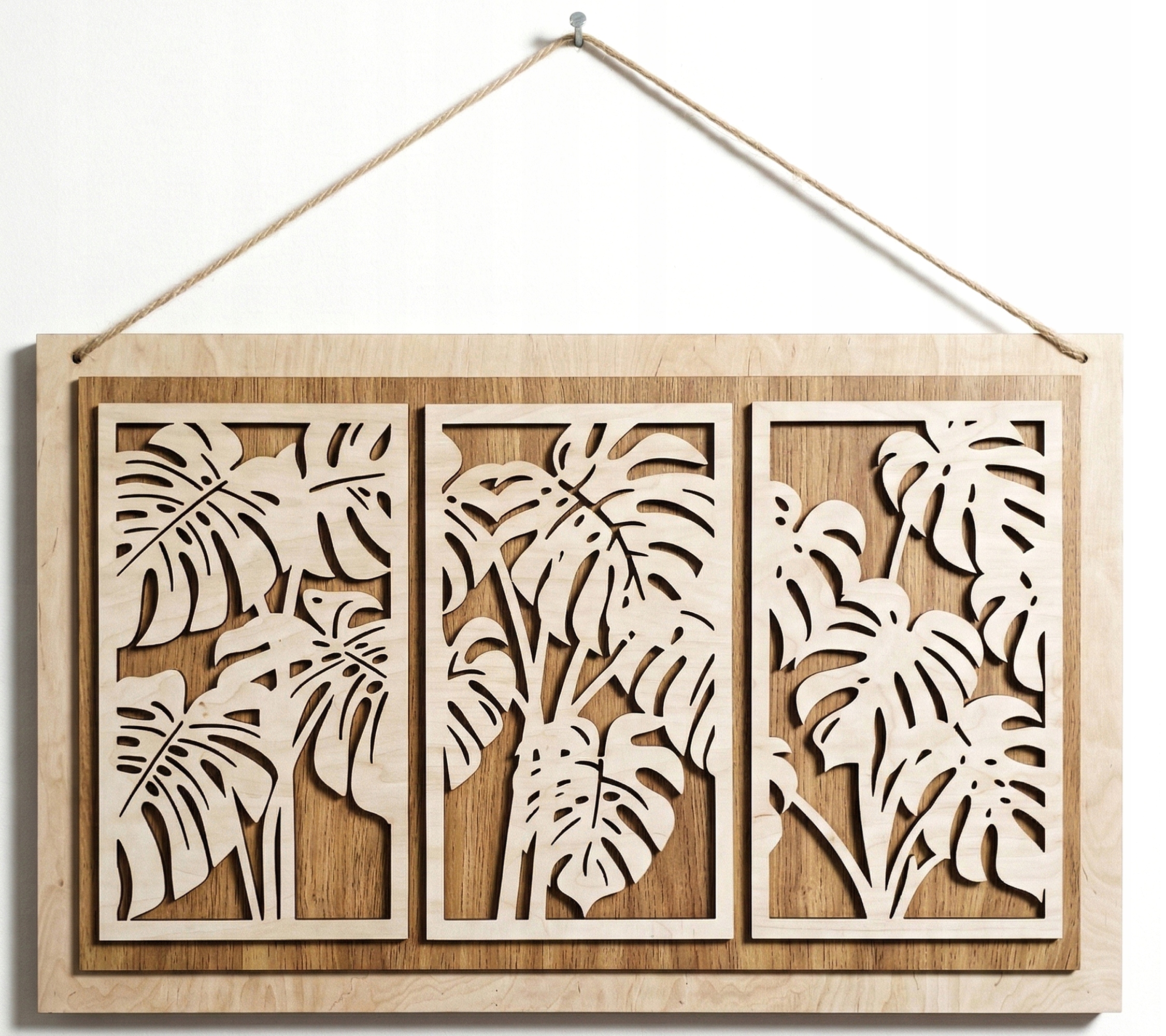 3D Nástěnná Dekorace Dřevěná, Ažurová, Do Obývacího Pokoje, Monstera, Tropický Styl