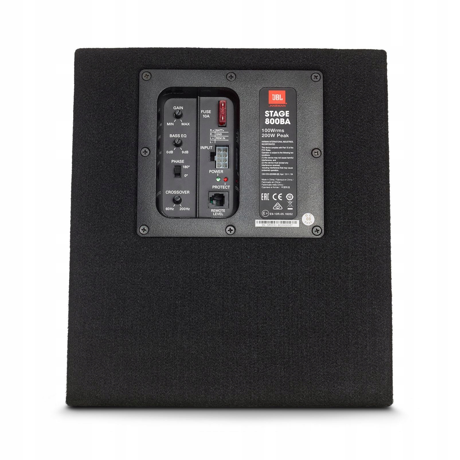 JBL Stage 800BA samochodowa skrzynia aktywna z wzmacniaczem Max Power 200W Marka JBL